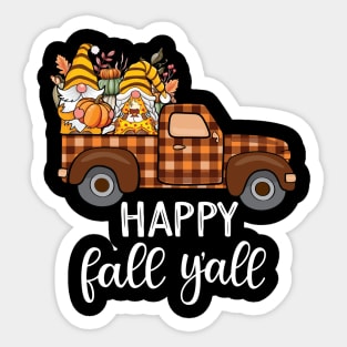 Gnomes couple in truck pumpkin spice Fall Yall autumn gnome Sticker